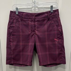 Puma Women's Burgundy Checkered Golf Shorts